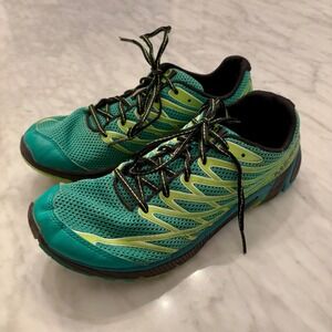 Merrell Bare Access 4 Running Shoes Vibram Sole Men's 9.5 Green Black Minimalist